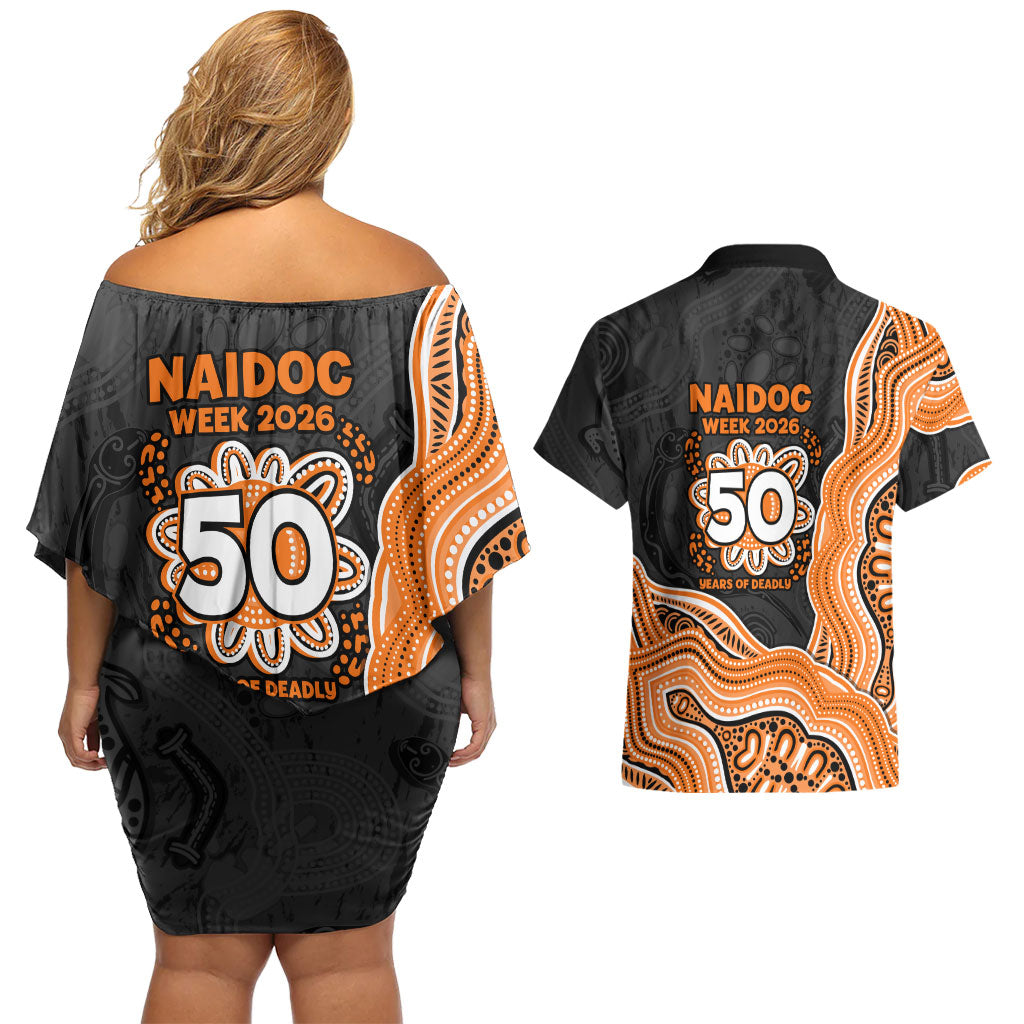 Wests Tigers NAIDOC Week 2026 Couples Matching Off Shoulder Short Dress and Hawaiian Shirt First Nations of Australia Aboriginal Mascot Rugby