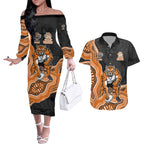 Wests Tigers NAIDOC Week 2026 Couples Matching Off The Shoulder Long Sleeve Dress and Hawaiian Shirt First Nations of Australia Aboriginal Mascot Rugby
