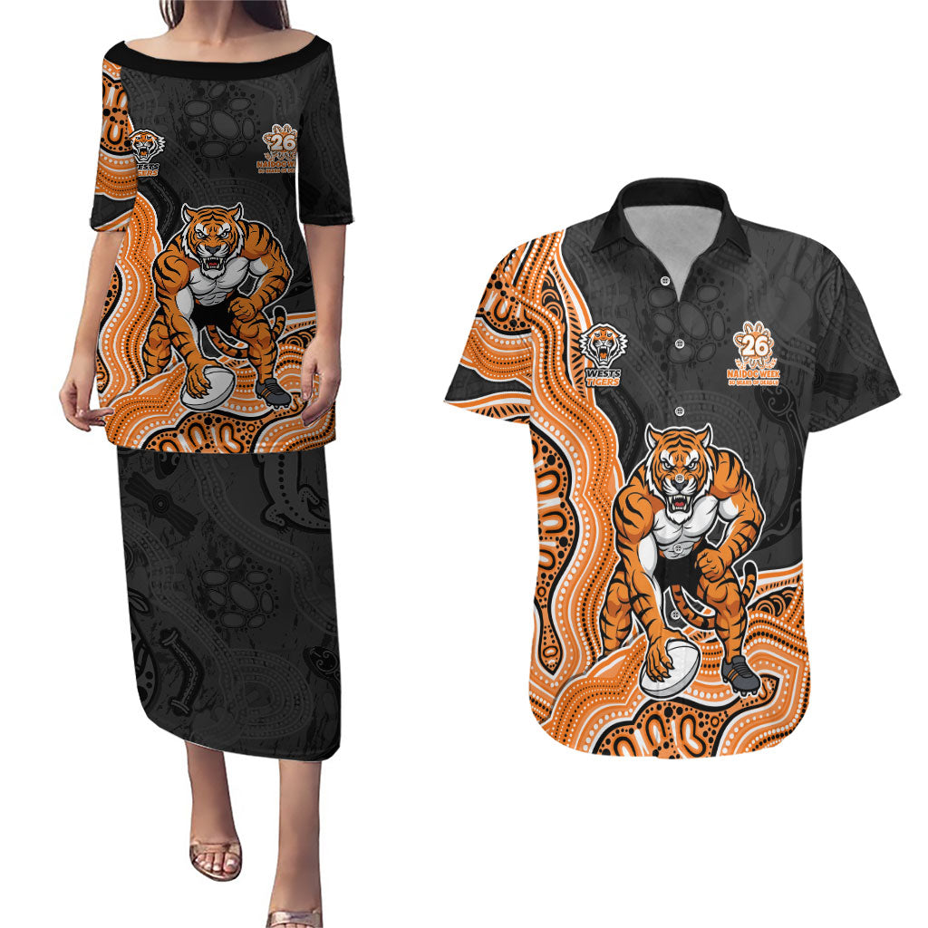 Wests Tigers NAIDOC Week 2026 Couples Matching Puletasi and Hawaiian Shirt First Nations of Australia Aboriginal Mascot Rugby