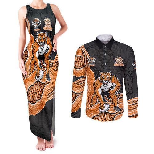 Wests Tigers NAIDOC Week 2026 Couples Matching Tank Maxi Dress and Long Sleeve Button Shirt First Nations of Australia Aboriginal Mascot Rugby