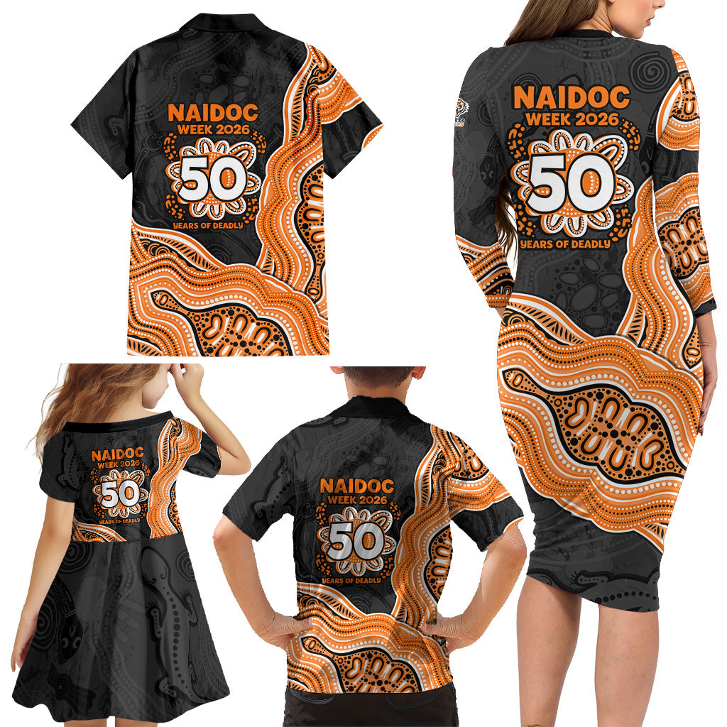 Wests Tigers NAIDOC Week 2026 Family Matching Long Sleeve Bodycon Dress and Hawaiian Shirt First Nations of Australia Aboriginal Mascot Rugby
