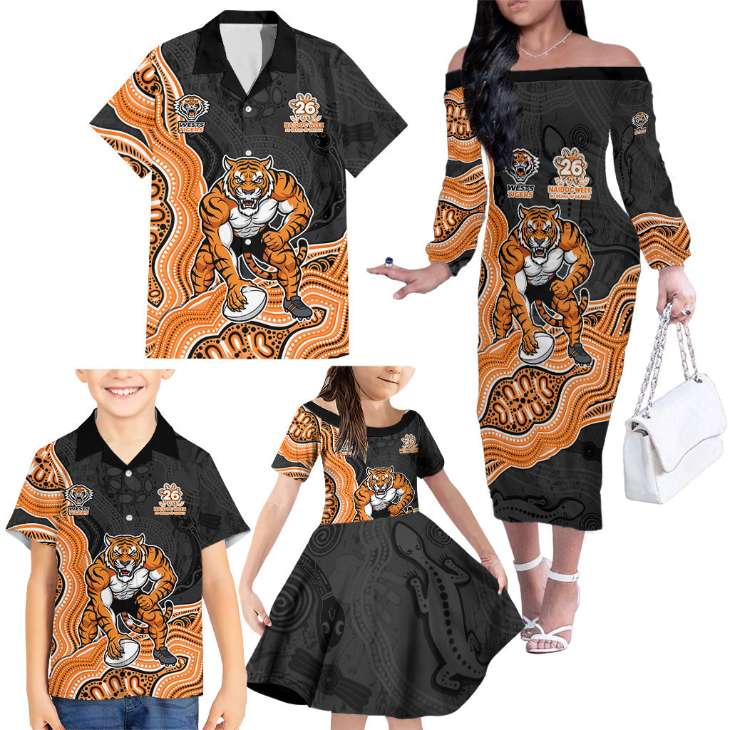 Wests Tigers NAIDOC Week 2026 Family Matching Off The Shoulder Long Sleeve Dress and Hawaiian Shirt First Nations of Australia Aboriginal Mascot Rugby