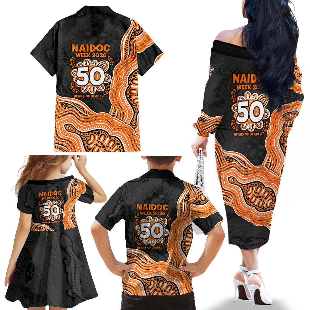 Wests Tigers NAIDOC Week 2026 Family Matching Off The Shoulder Long Sleeve Dress and Hawaiian Shirt First Nations of Australia Aboriginal Mascot Rugby