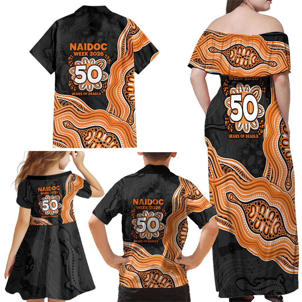 Wests Tigers NAIDOC Week 2026 Family Matching Off Shoulder Maxi Dress and Hawaiian Shirt First Nations of Australia Aboriginal Mascot Rugby