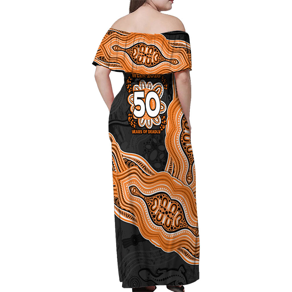 Wests Tigers NAIDOC Week 2026 Family Matching Off Shoulder Maxi Dress and Hawaiian Shirt First Nations of Australia Aboriginal Mascot Rugby