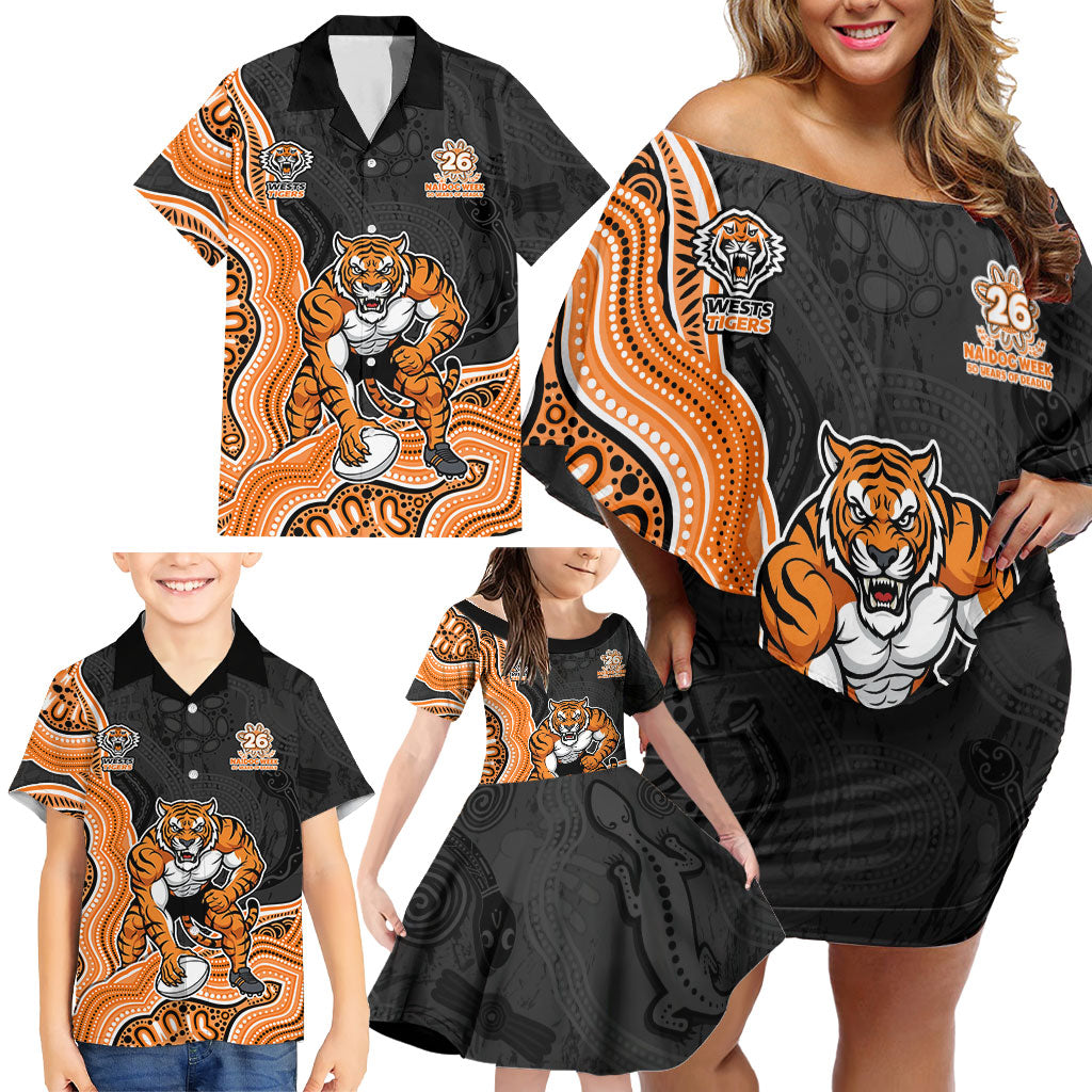 Wests Tigers NAIDOC Week 2026 Family Matching Off Shoulder Short Dress and Hawaiian Shirt First Nations of Australia Aboriginal Mascot Rugby