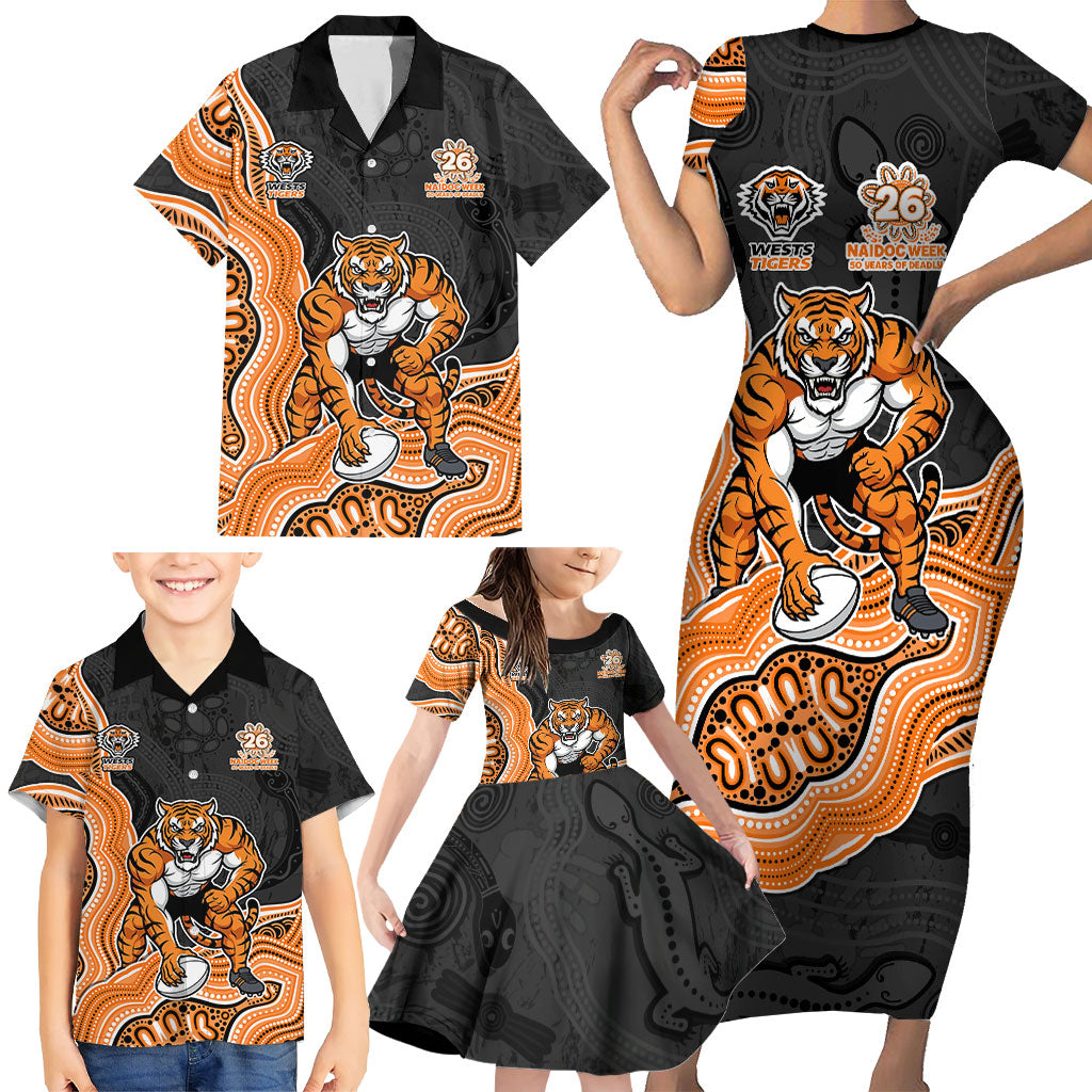 Wests Tigers NAIDOC Week 2026 Family Matching Short Sleeve Bodycon Dress and Hawaiian Shirt First Nations of Australia Aboriginal Mascot Rugby