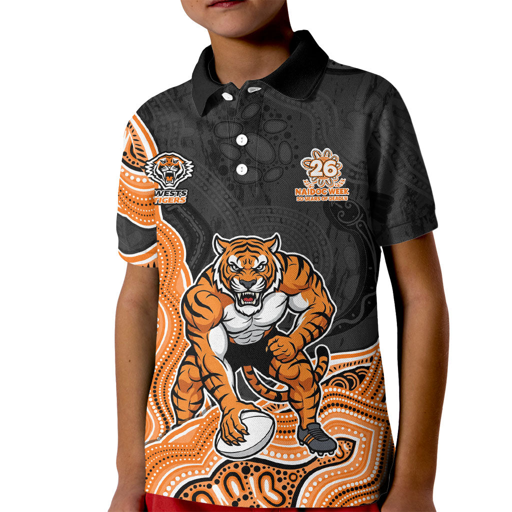 Wests Tigers NAIDOC Week 2026 Kid Polo Shirt First Nations of Australia Aboriginal Mascot Rugby