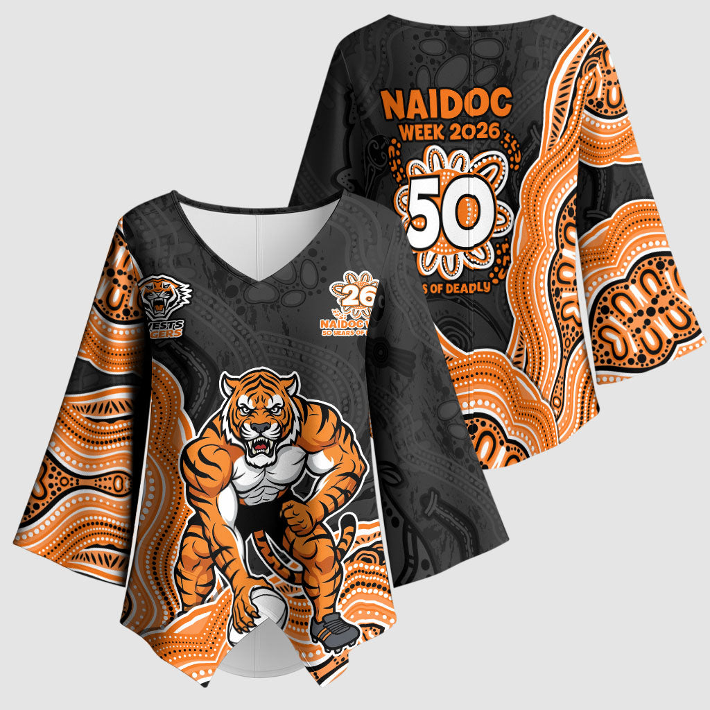 Wests Tigers NAIDOC Week 2026 Kimono Sleeve Blouse First Nations of Australia Aboriginal Mascot Rugby