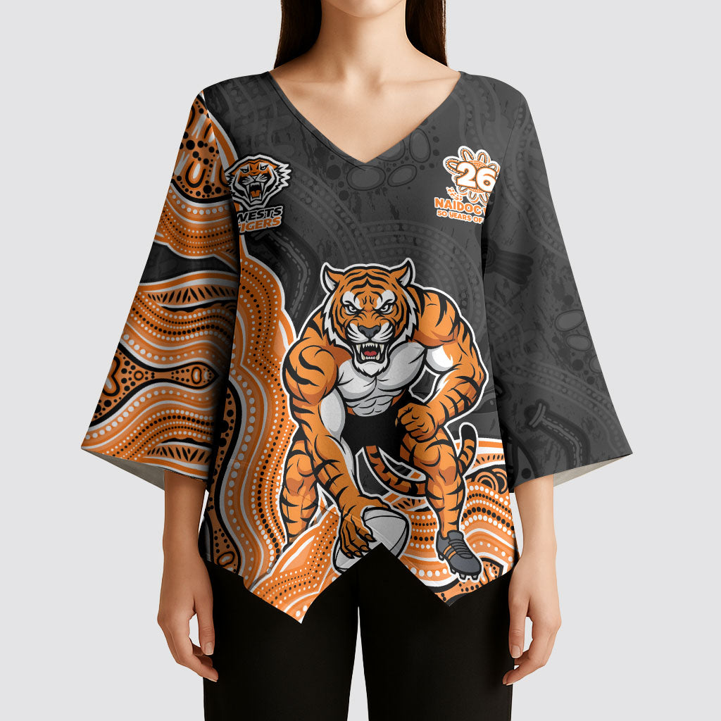 Wests Tigers NAIDOC Week 2026 Kimono Sleeve Blouse First Nations of Australia Aboriginal Mascot Rugby
