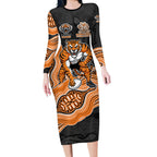Wests Tigers NAIDOC Week 2026 Long Sleeve Bodycon Dress First Nations of Australia Aboriginal Mascot Rugby