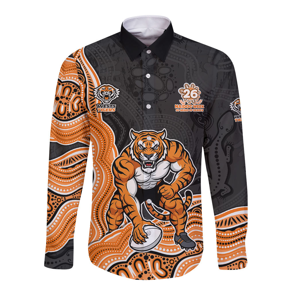 Wests Tigers NAIDOC Week 2026 Long Sleeve Button Shirt First Nations of Australia Aboriginal Mascot Rugby