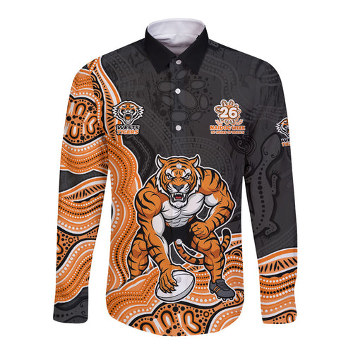Wests Tigers NAIDOC Week 2026 Long Sleeve Button Shirt First Nations of Australia Aboriginal Mascot Rugby