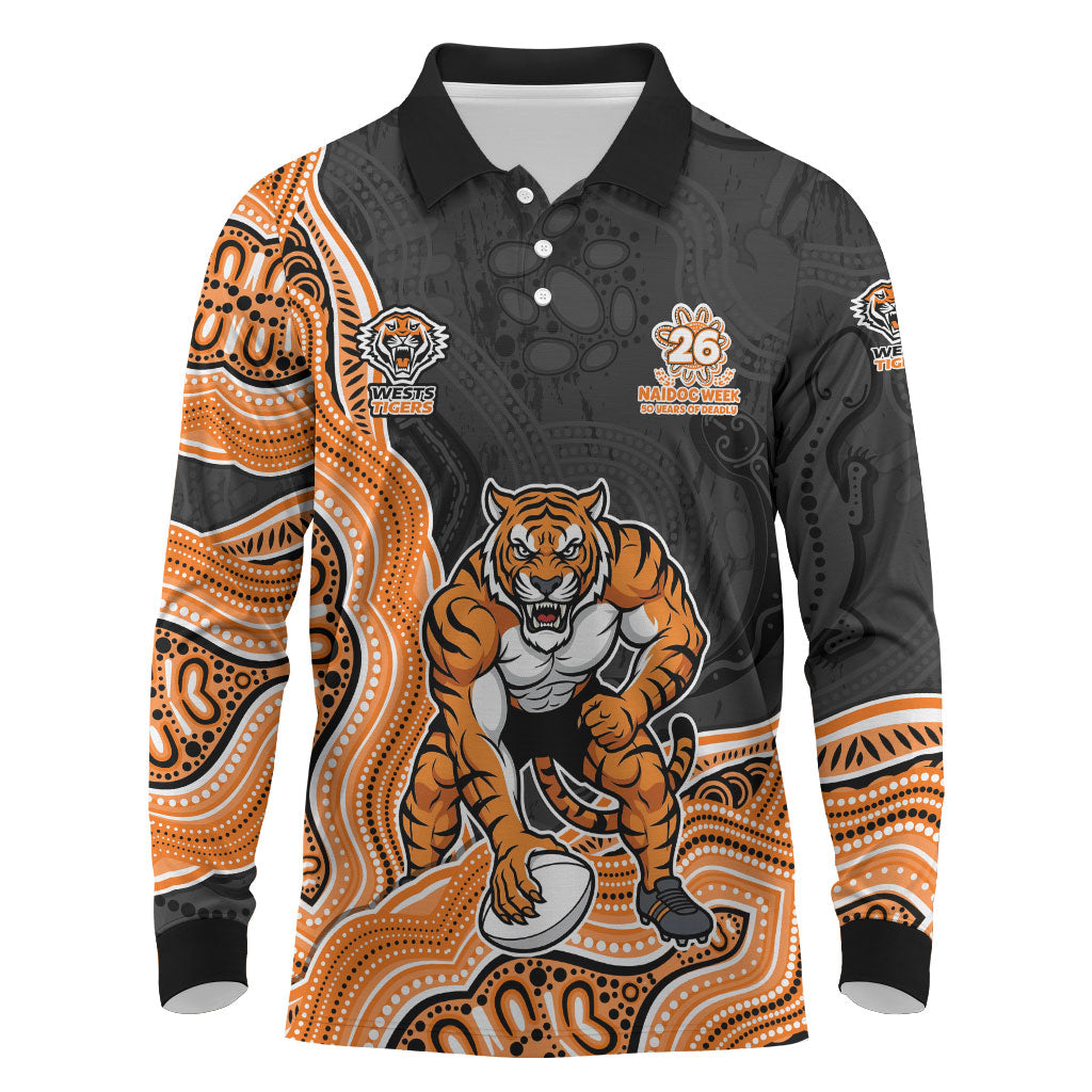 Wests Tigers NAIDOC Week 2026 Long Sleeve Polo Shirt First Nations of Australia Aboriginal Mascot Rugby