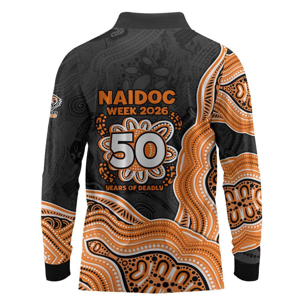 Wests Tigers NAIDOC Week 2026 Long Sleeve Polo Shirt First Nations of Australia Aboriginal Mascot Rugby