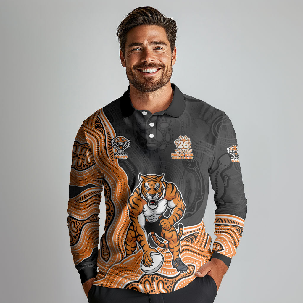 Wests Tigers NAIDOC Week 2026 Long Sleeve Polo Shirt First Nations of Australia Aboriginal Mascot Rugby