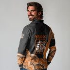 Wests Tigers NAIDOC Week 2026 Long Sleeve Polo Shirt First Nations of Australia Aboriginal Mascot Rugby