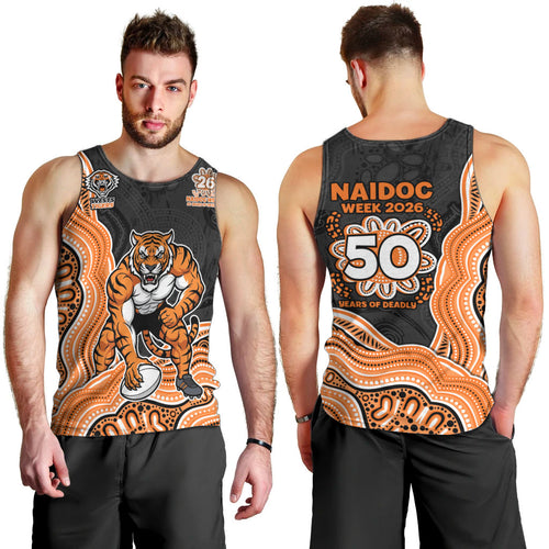 Wests Tigers NAIDOC Week 2026 Men Tank Top First Nations of Australia Aboriginal Mascot Rugby