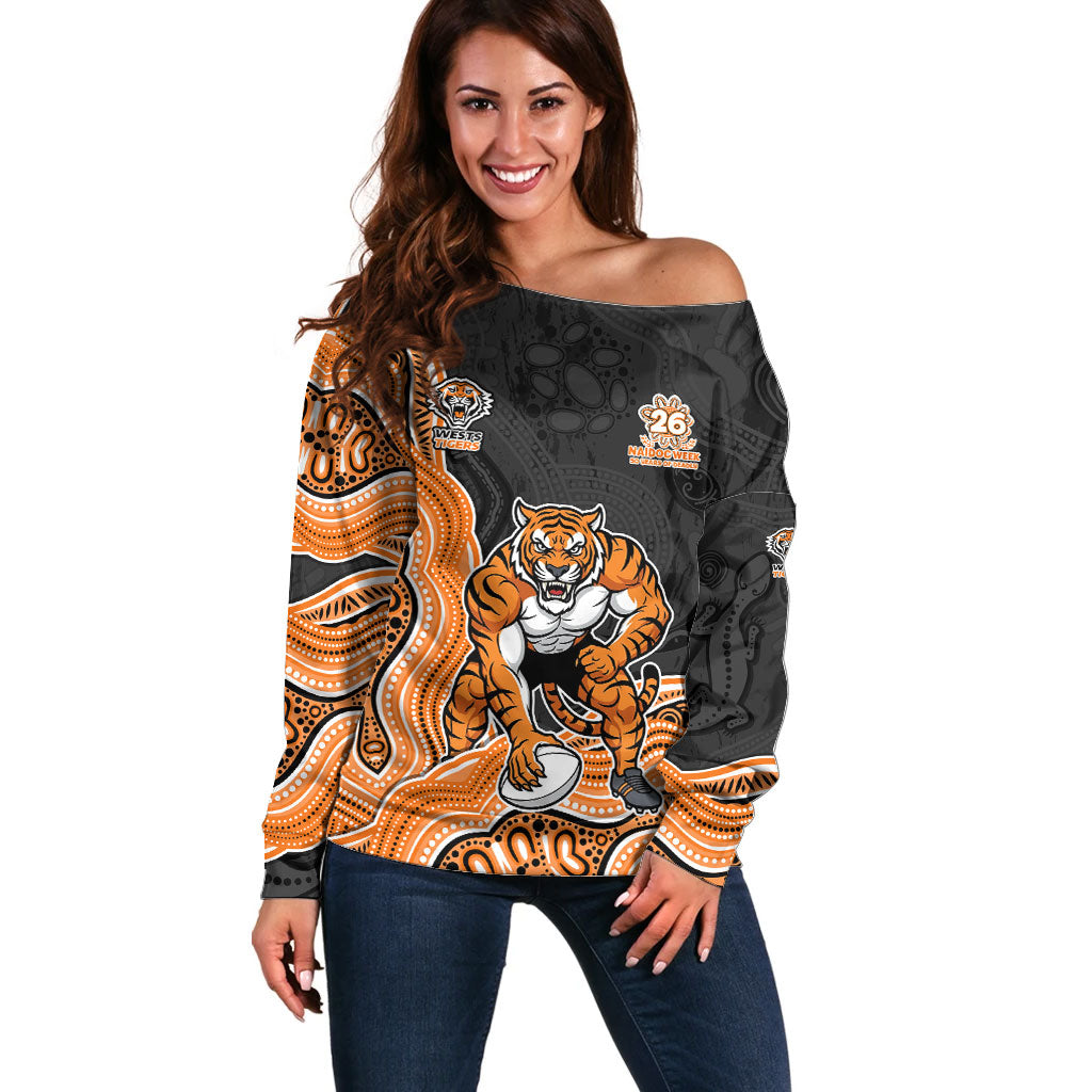 Wests Tigers NAIDOC Week 2026 Off Shoulder Sweater First Nations of Australia Aboriginal Mascot Rugby