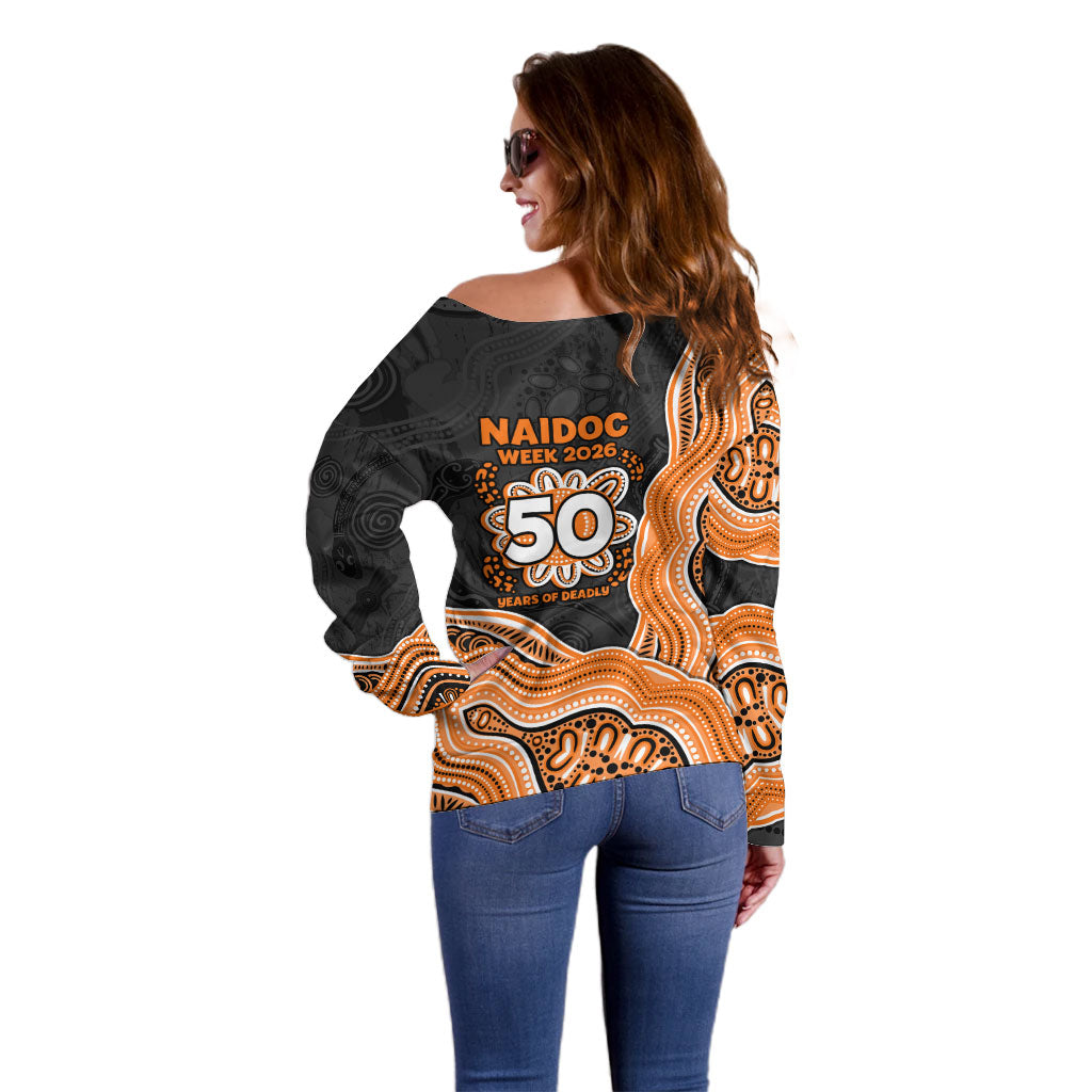 Wests Tigers NAIDOC Week 2026 Off Shoulder Sweater First Nations of Australia Aboriginal Mascot Rugby