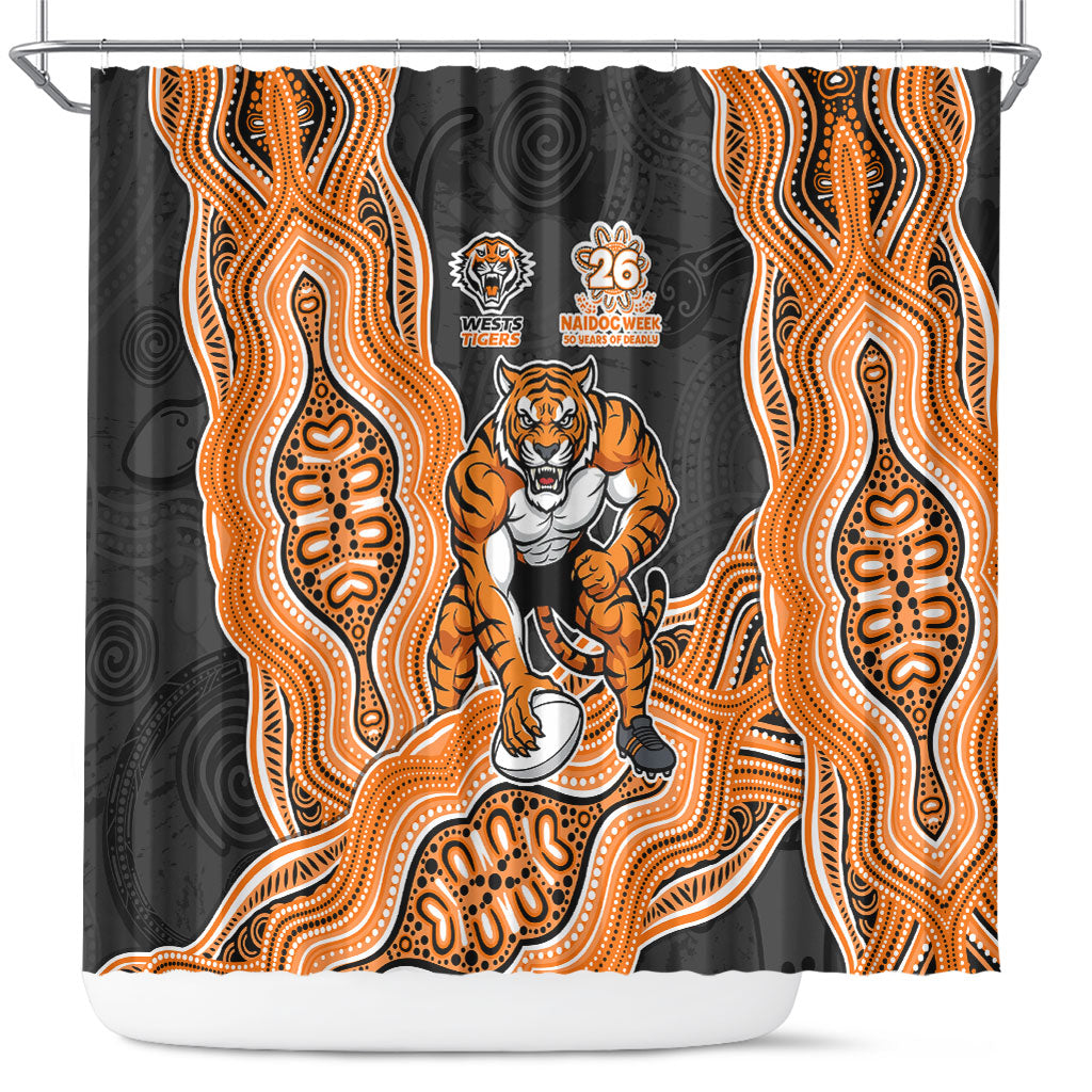Wests Tigers NAIDOC Week 2026 Shower Curtain First Nations of Australia Aboriginal Mascot Rugby