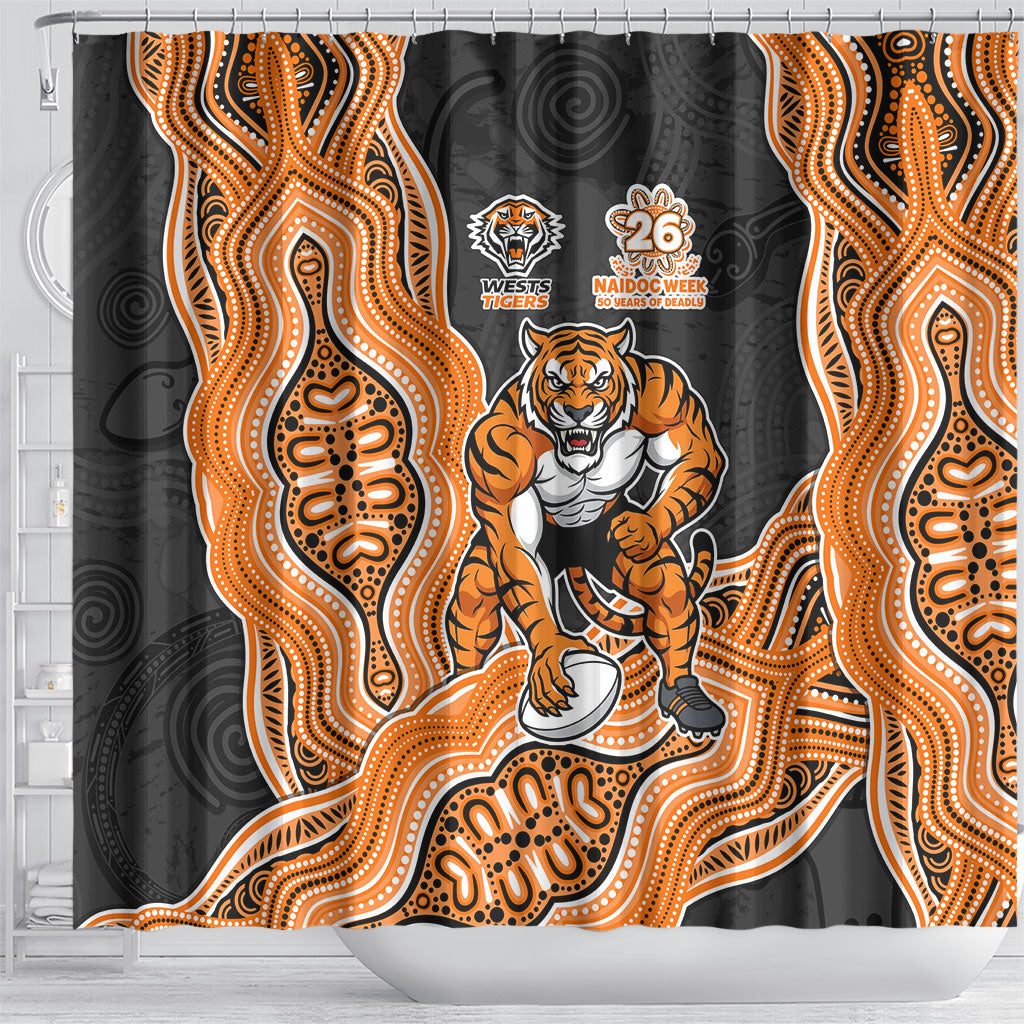 Wests Tigers NAIDOC Week 2026 Shower Curtain First Nations of Australia Aboriginal Mascot Rugby