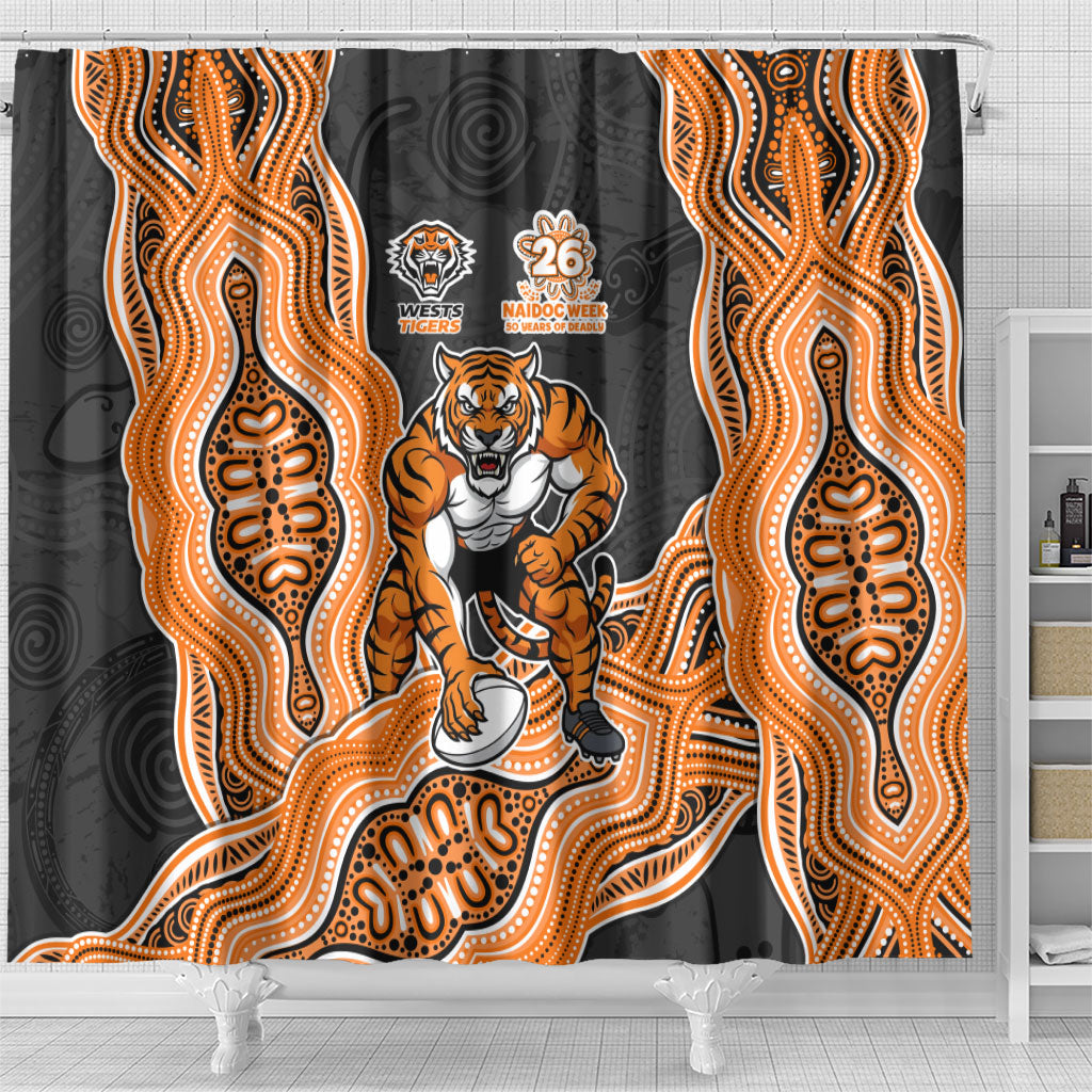 Wests Tigers NAIDOC Week 2026 Shower Curtain First Nations of Australia Aboriginal Mascot Rugby