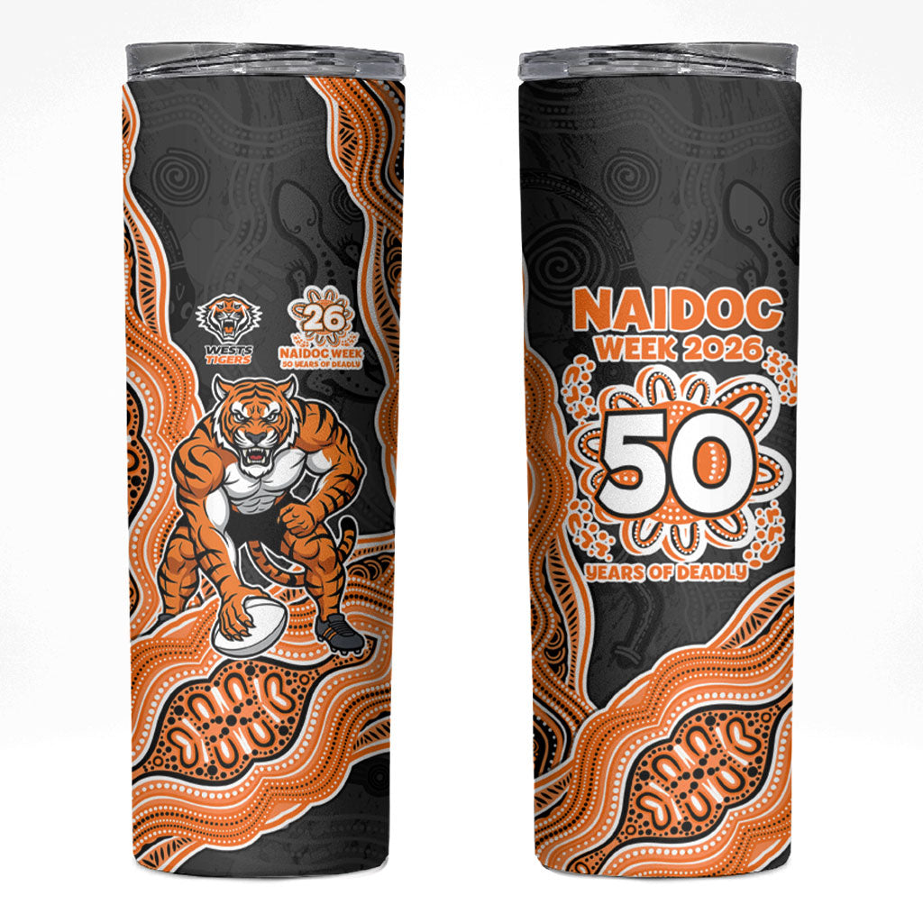 Wests Tigers NAIDOC Week 2026 Skinny Tumbler First Nations of Australia Aboriginal Mascot Rugby