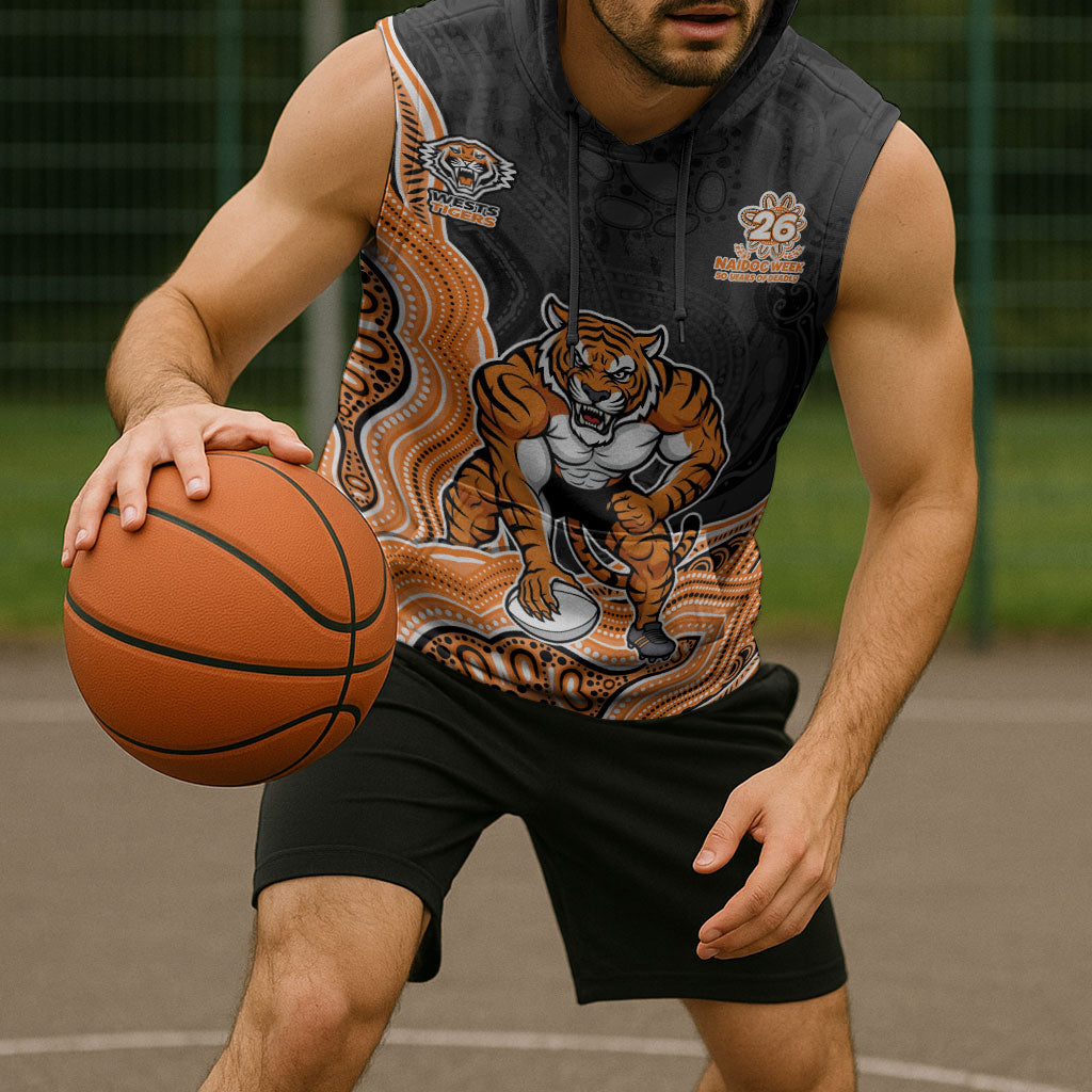 Wests Tigers NAIDOC Week 2026 Sleeveless Hoodie First Nations of Australia Aboriginal Mascot Rugby