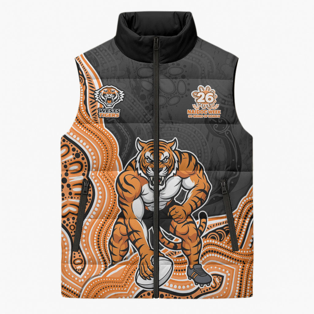 Wests Tigers NAIDOC Week 2026 Sleeveless Puffer Jacket First Nations of Australia Aboriginal Mascot Rugby