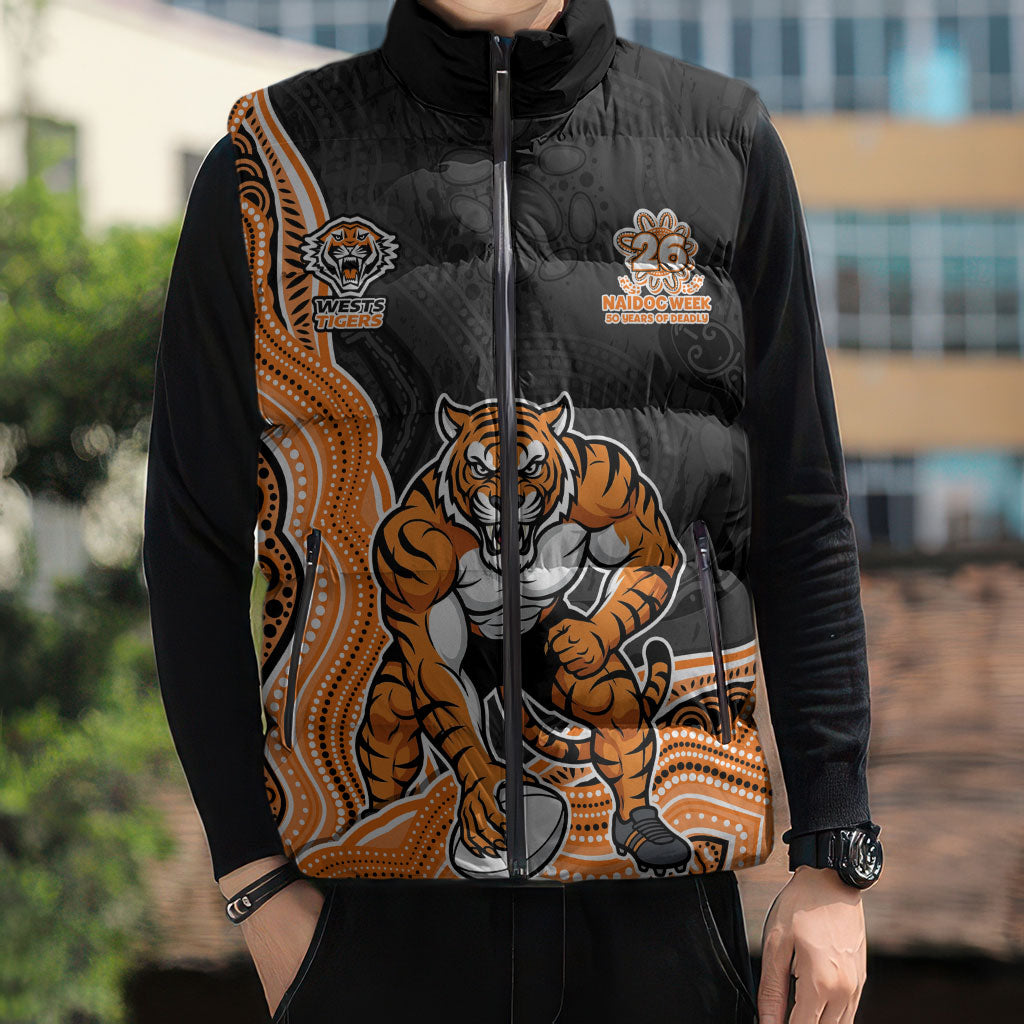 Wests Tigers NAIDOC Week 2026 Sleeveless Puffer Jacket First Nations of Australia Aboriginal Mascot Rugby