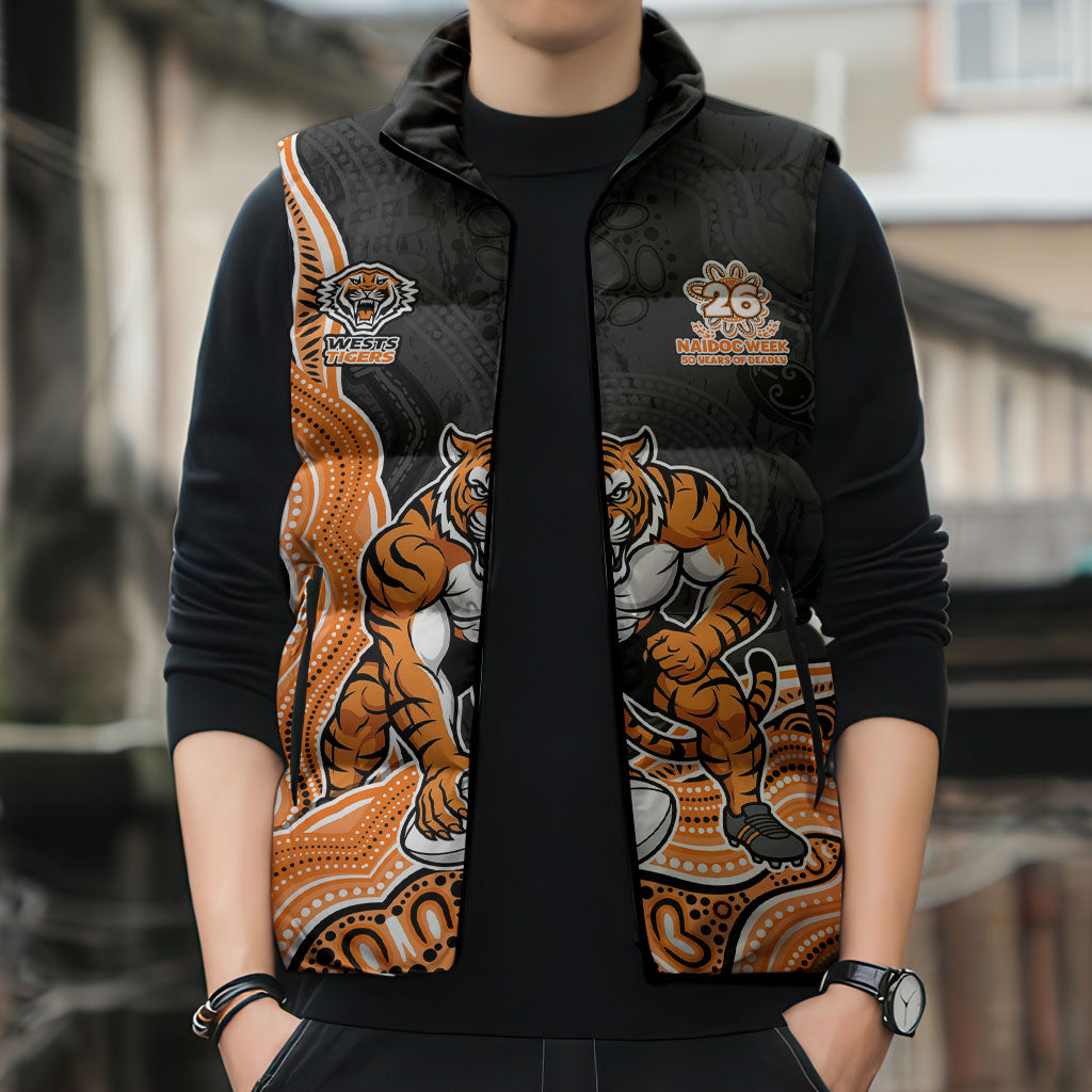 Wests Tigers NAIDOC Week 2026 Sleeveless Puffer Jacket First Nations of Australia Aboriginal Mascot Rugby
