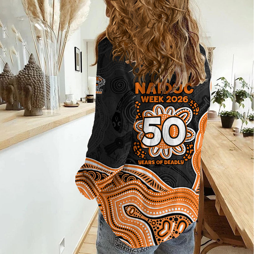 Wests Tigers NAIDOC Week 2026 Women Casual Shirt First Nations of Australia Aboriginal Mascot Rugby