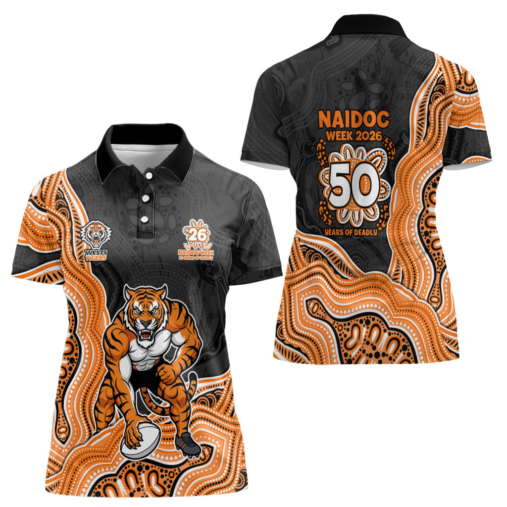Wests Tigers NAIDOC Week 2026 Women Polo Shirt First Nations of Australia Aboriginal Mascot Rugby