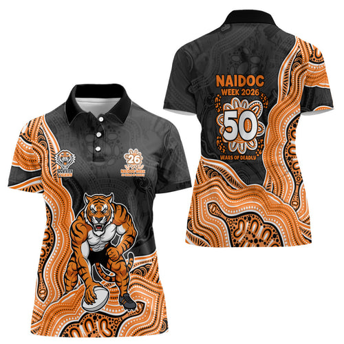 Wests Tigers NAIDOC Week 2026 Women Polo Shirt First Nations of Australia Aboriginal Mascot Rugby