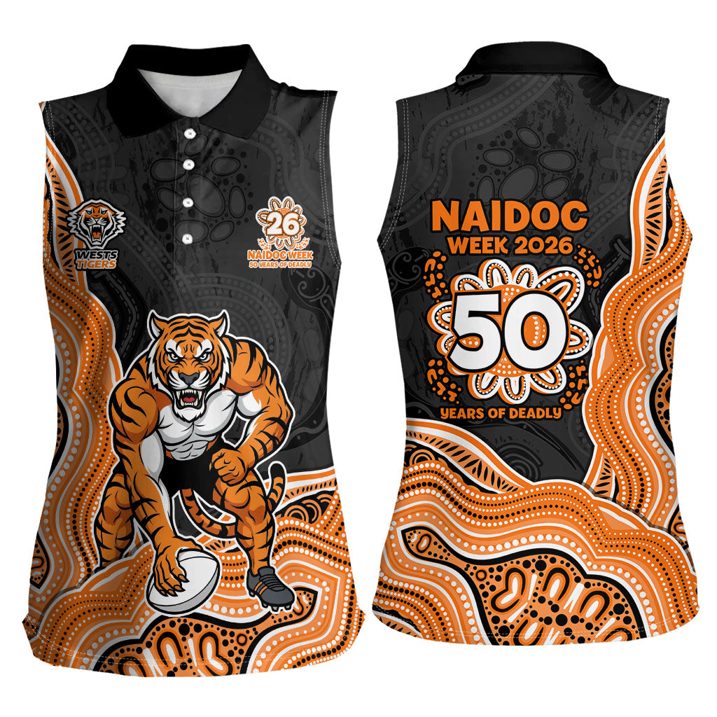 Wests Tigers NAIDOC Week 2026 Women Sleeveless Polo Shirt First Nations of Australia Aboriginal Mascot Rugby