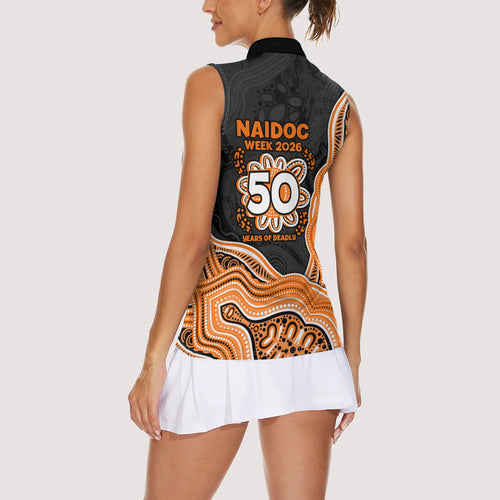 Wests Tigers NAIDOC Week 2026 Women Sleeveless Polo Shirt First Nations of Australia Aboriginal Mascot Rugby