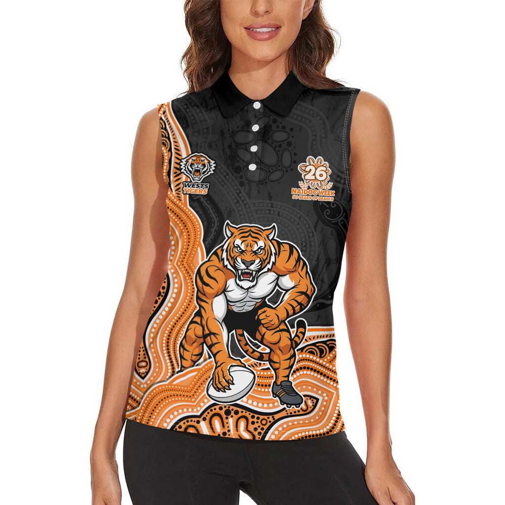 Wests Tigers NAIDOC Week 2026 Women Sleeveless Polo Shirt First Nations of Australia Aboriginal Mascot Rugby