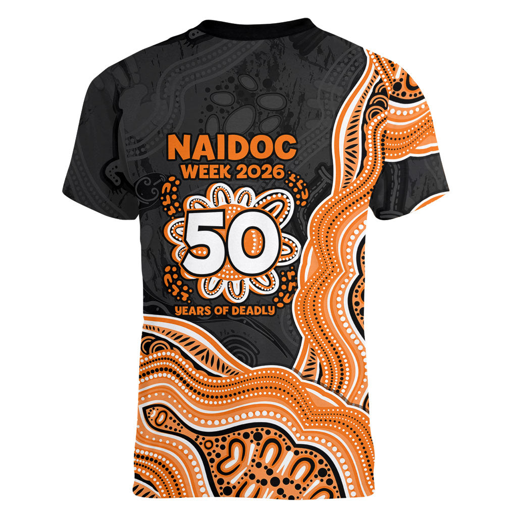 Wests Tigers NAIDOC Week 2026 Women V-Neck T-Shirt First Nations of Australia Aboriginal Mascot Rugby