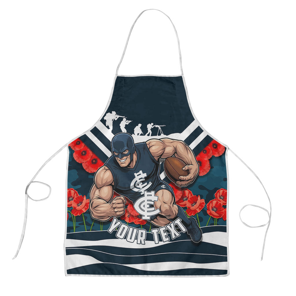 Personalised Carlton Blues ANZAC Apron Military Remembrance Australian Football Mascot Camouflage