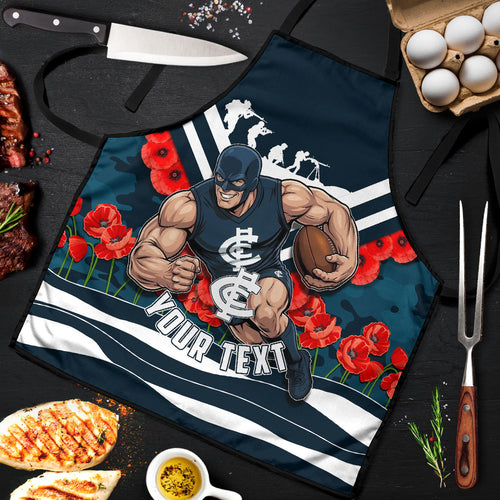 Personalised Carlton Blues ANZAC Apron Military Remembrance Australian Football Mascot Camouflage
