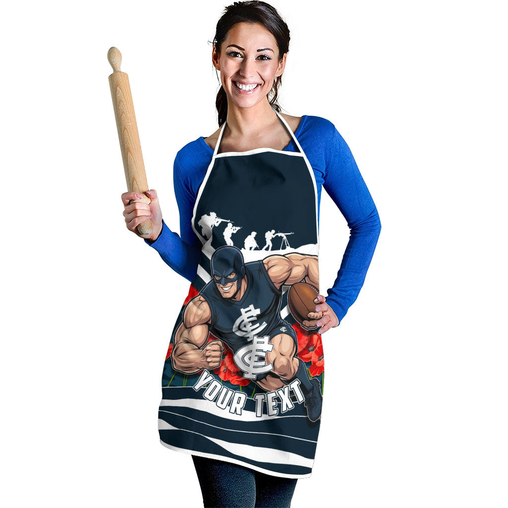 Personalised Carlton Blues ANZAC Apron Military Remembrance Australian Football Mascot Camouflage