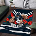 Personalised Carlton Blues ANZAC Area Rug Military Remembrance Australian Football Mascot Camouflage