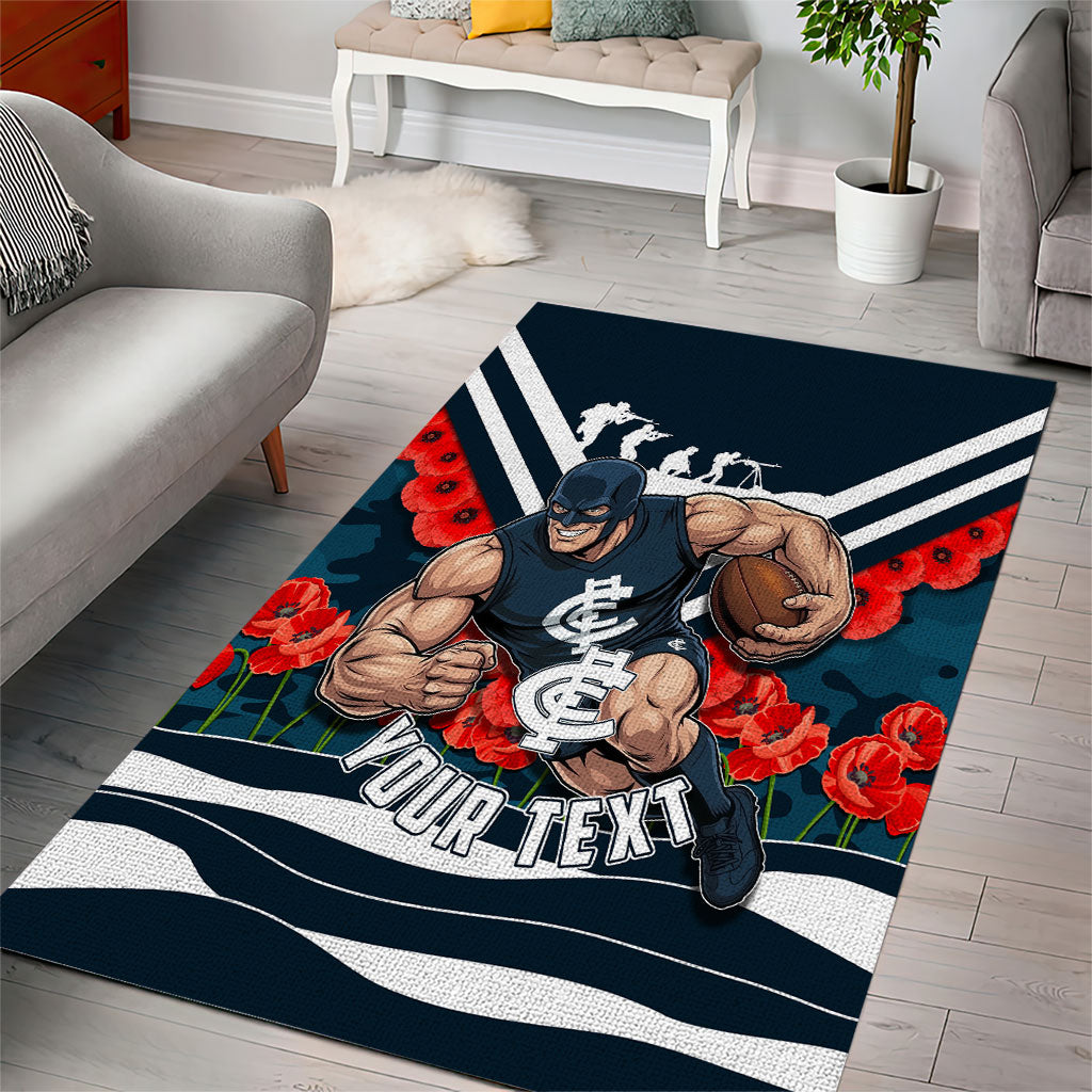 Personalised Carlton Blues ANZAC Area Rug Military Remembrance Australian Football Mascot Camouflage