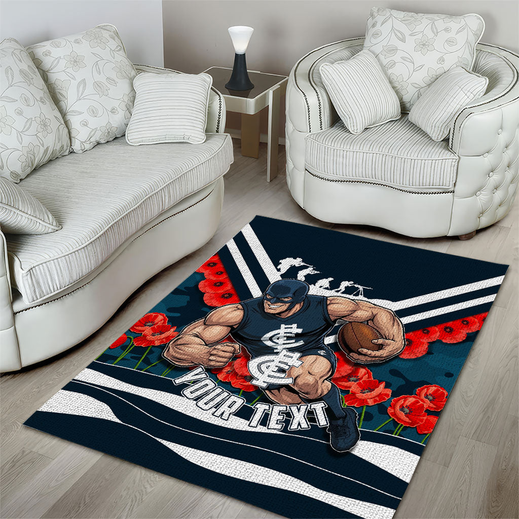 Personalised Carlton Blues ANZAC Area Rug Military Remembrance Australian Football Mascot Camouflage