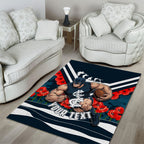 Personalised Carlton Blues ANZAC Area Rug Military Remembrance Australian Football Mascot Camouflage