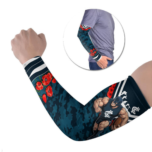 Personalised Carlton Blues ANZAC Arm Sleeves Military Remembrance Australian Football Mascot Camouflage