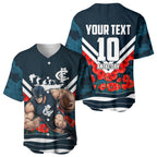 Personalised Carlton Blues ANZAC Baseball Jersey Military Remembrance Australian Football Mascot Camouflage