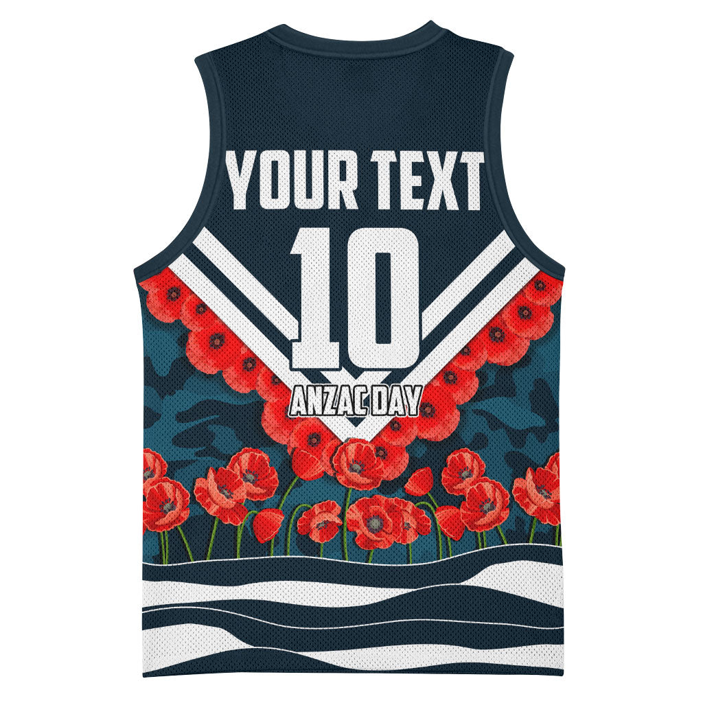 Personalised Carlton Blues ANZAC Basketball Jersey Military Remembrance Australian Football Mascot Camouflage
