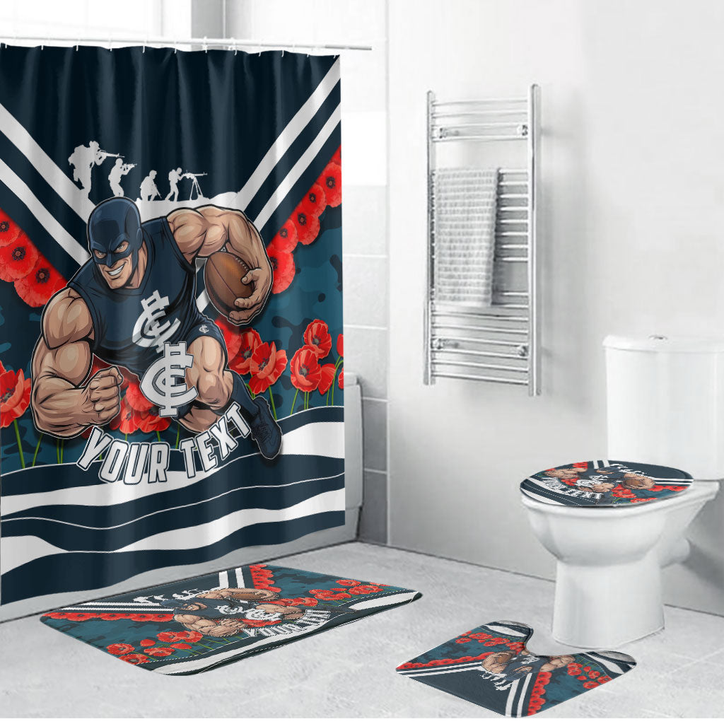 Personalised Carlton Blues ANZAC Bathroom Set Military Remembrance Australian Football Mascot Camouflage